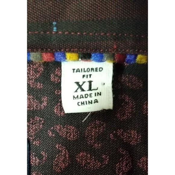 Robert Graham Button Up Long Sleeve Shirt Red Knowledge Wisdom Faith Men Sz XL - Picture 7 of 9